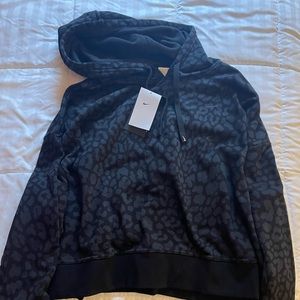Black Nike Cropped Leopard Print Hoodie 3x